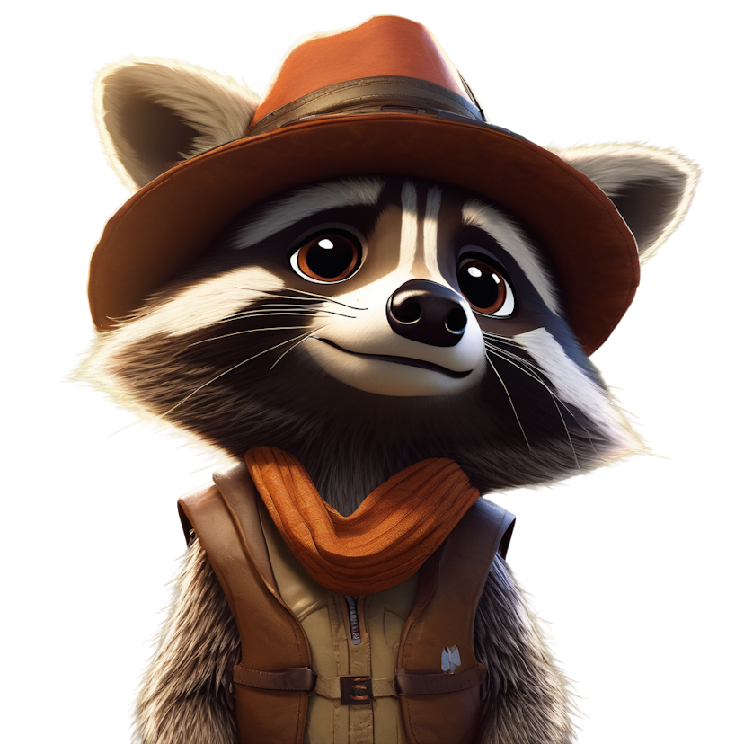 a racoon wearing a hat